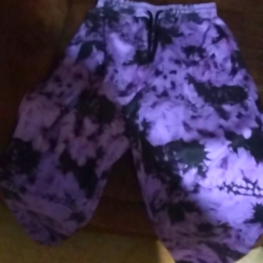 Purple and black tie dye sweatpants